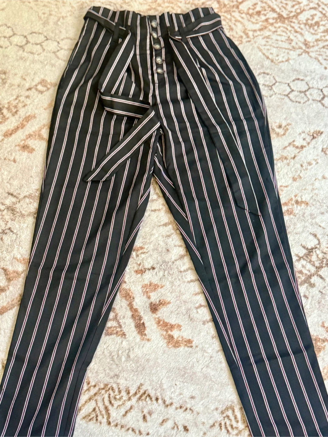 Striped High-Waisted Pants - Size S