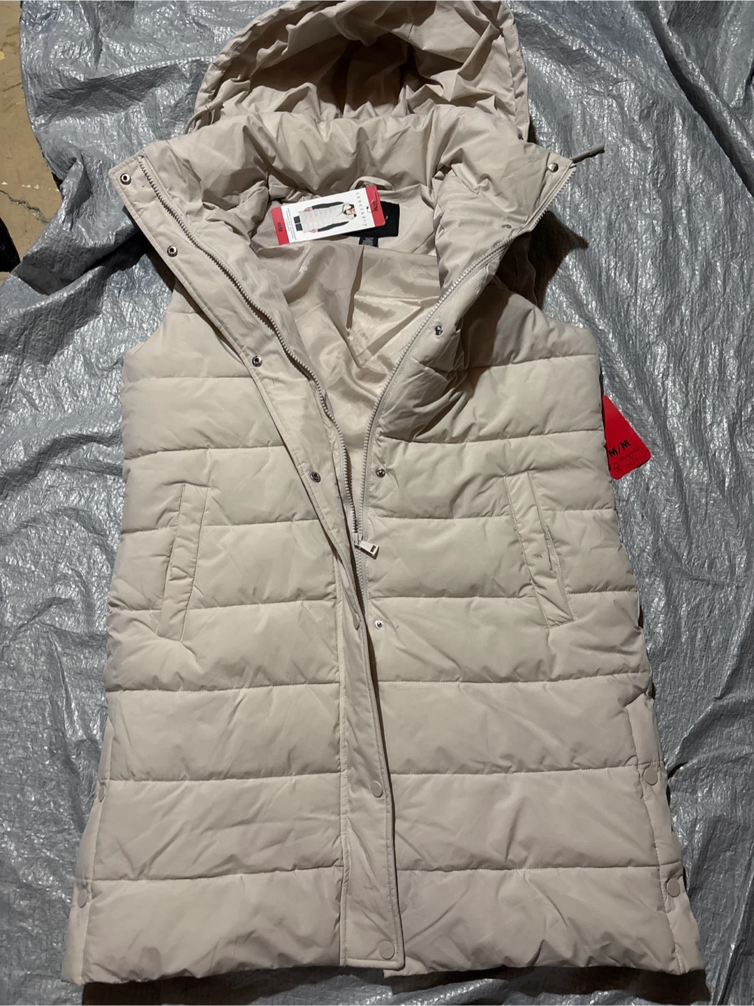 Sanctuary Women's Puffer long Vest - Beige - Medium