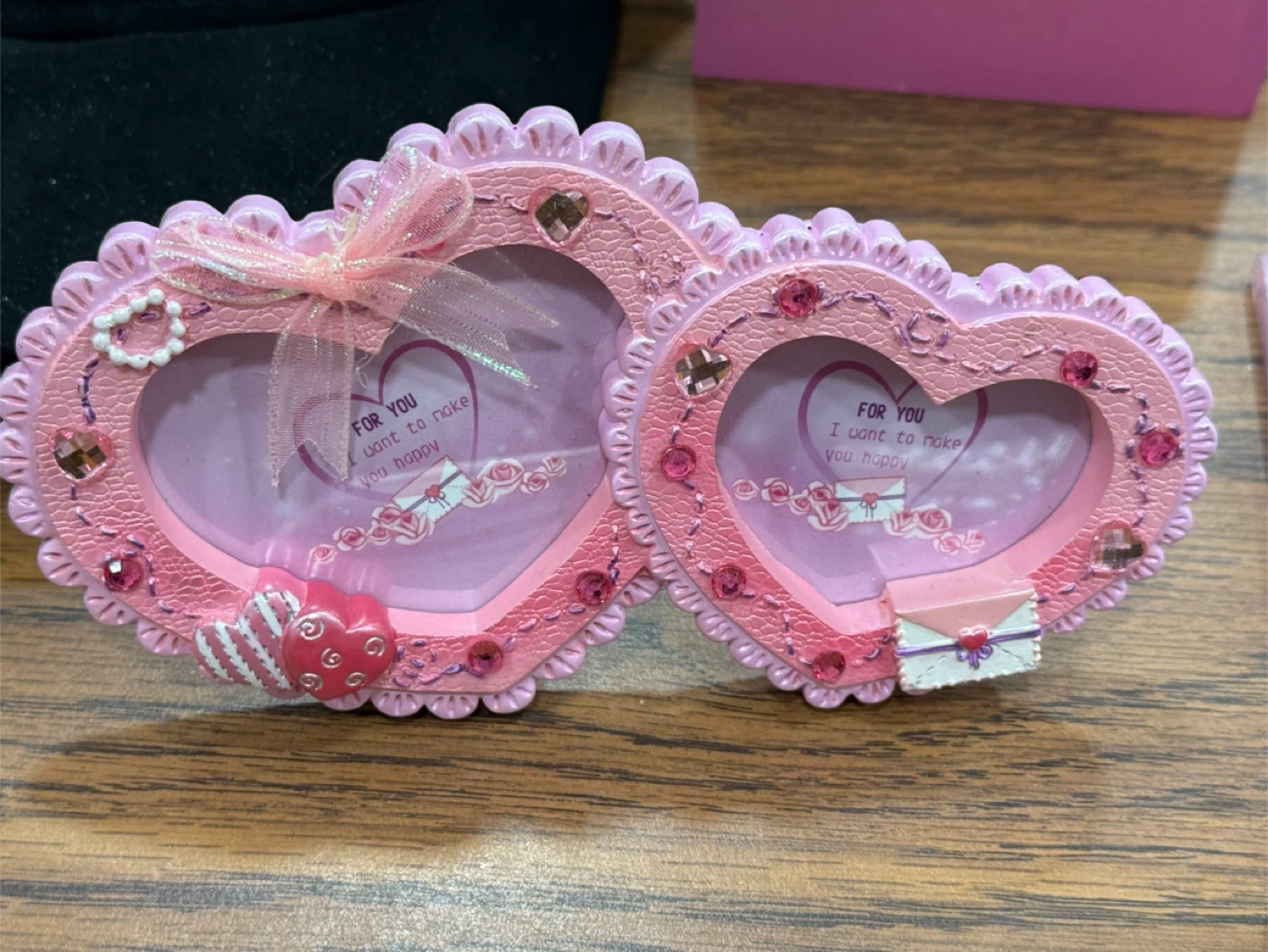 Pink Double Heart Photo Frame