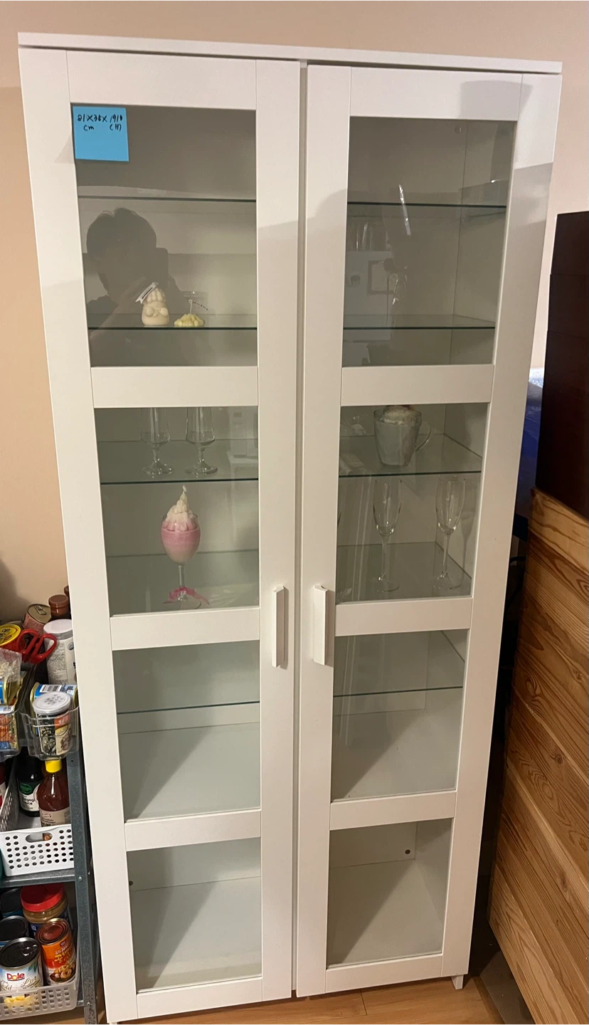 White display cabinet with glass doors