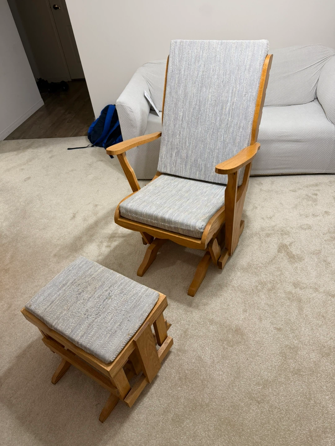 Wooden Rocking Chair and Ottoman Set