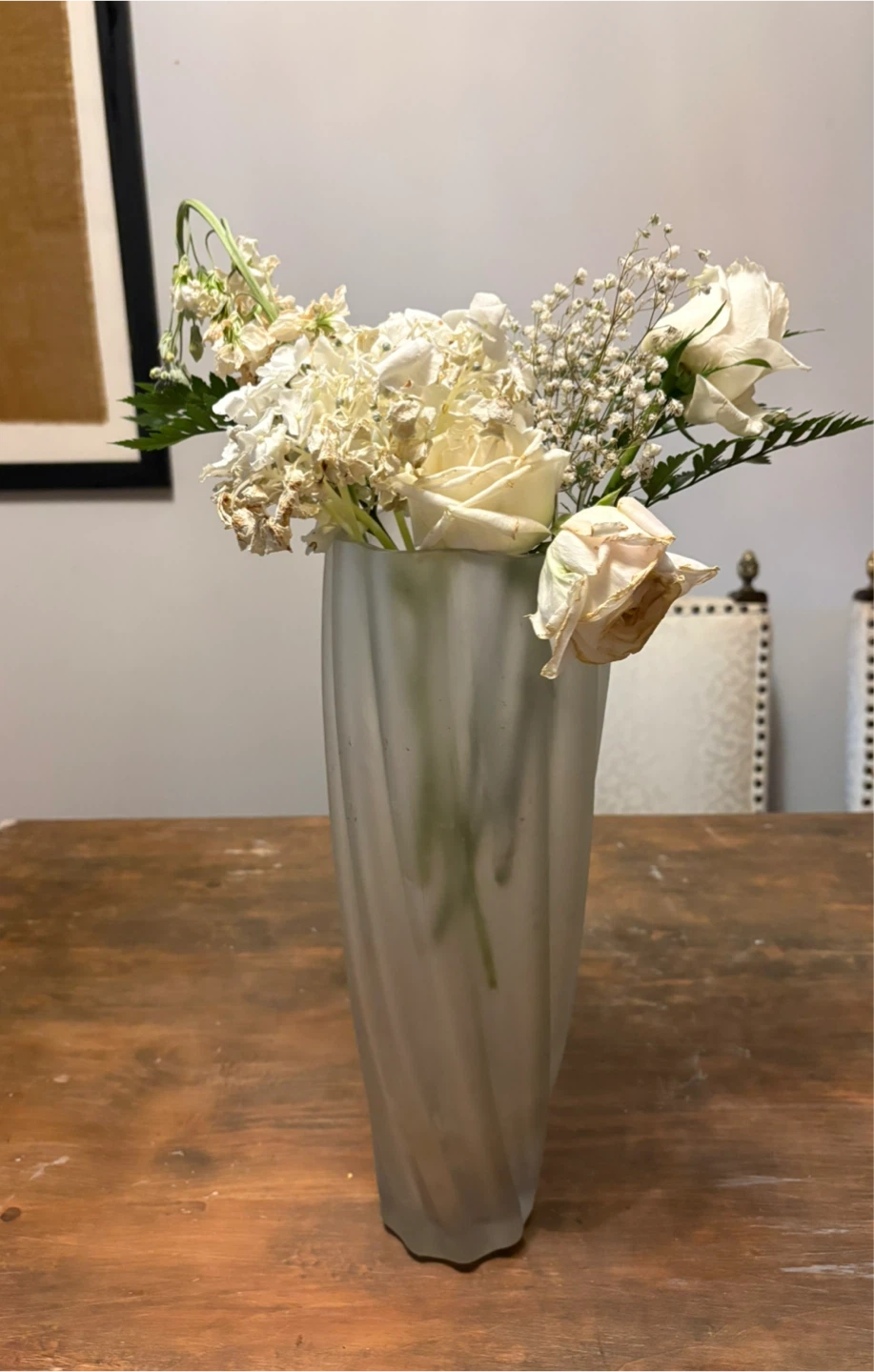 Frosted Glass Swirl Vase
