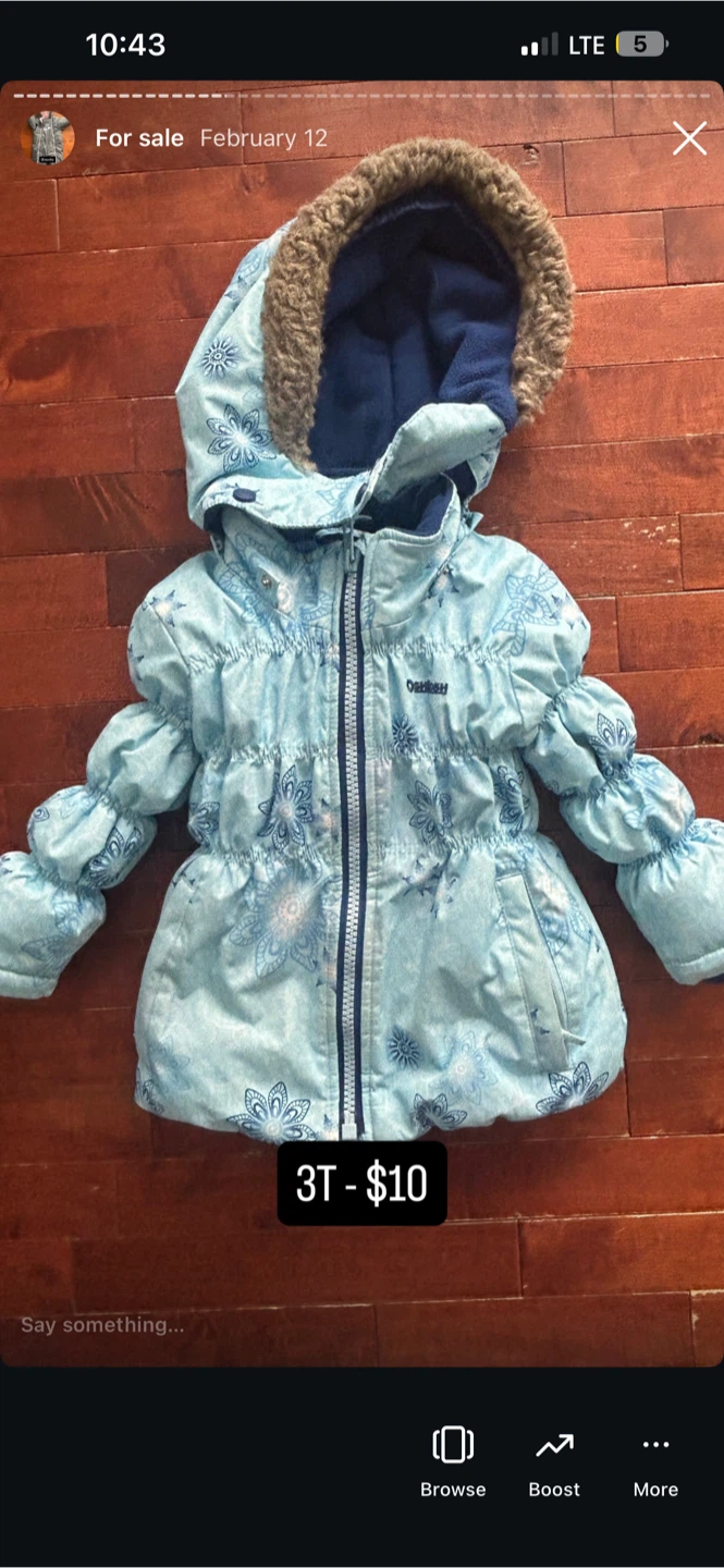 OshKosh B'gosh Blue Winter Snowsuit Bib Pants Size 3T