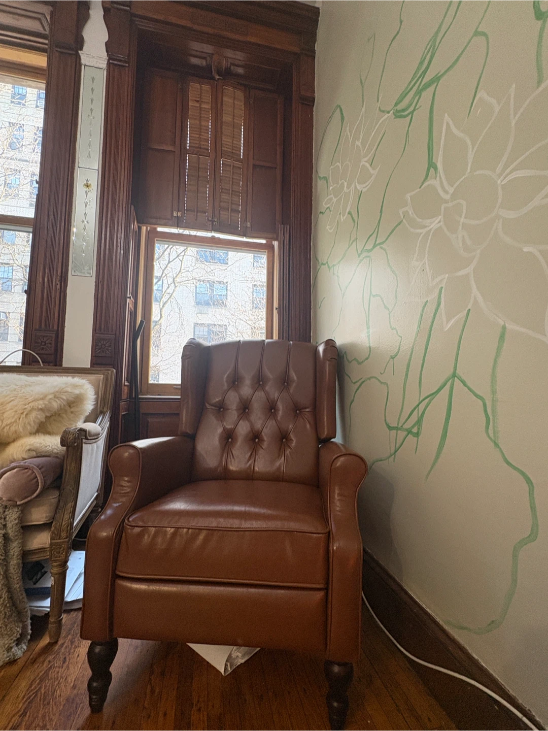 Brown Leather Wingback Armchair - photo 2