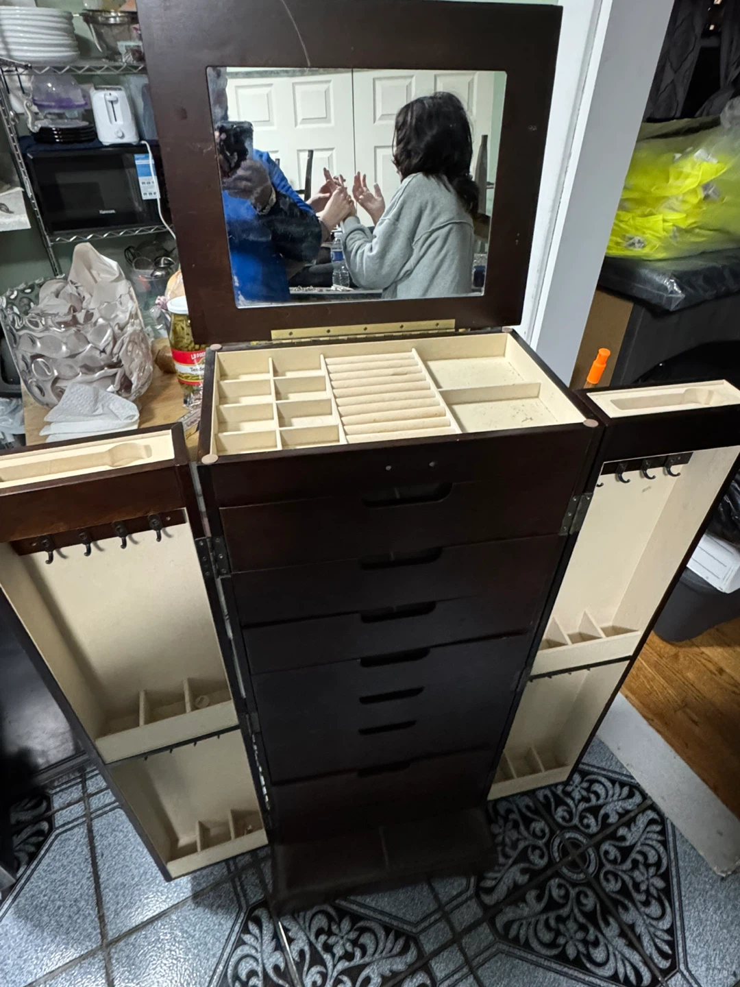Wooden Jewelry Armoire with Mirror - photo 2