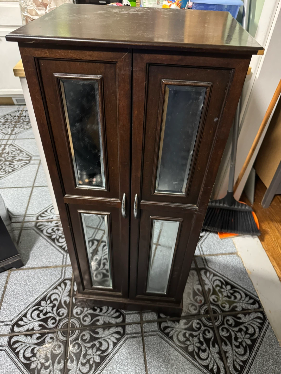 Wooden Jewelry Armoire with Mirror
