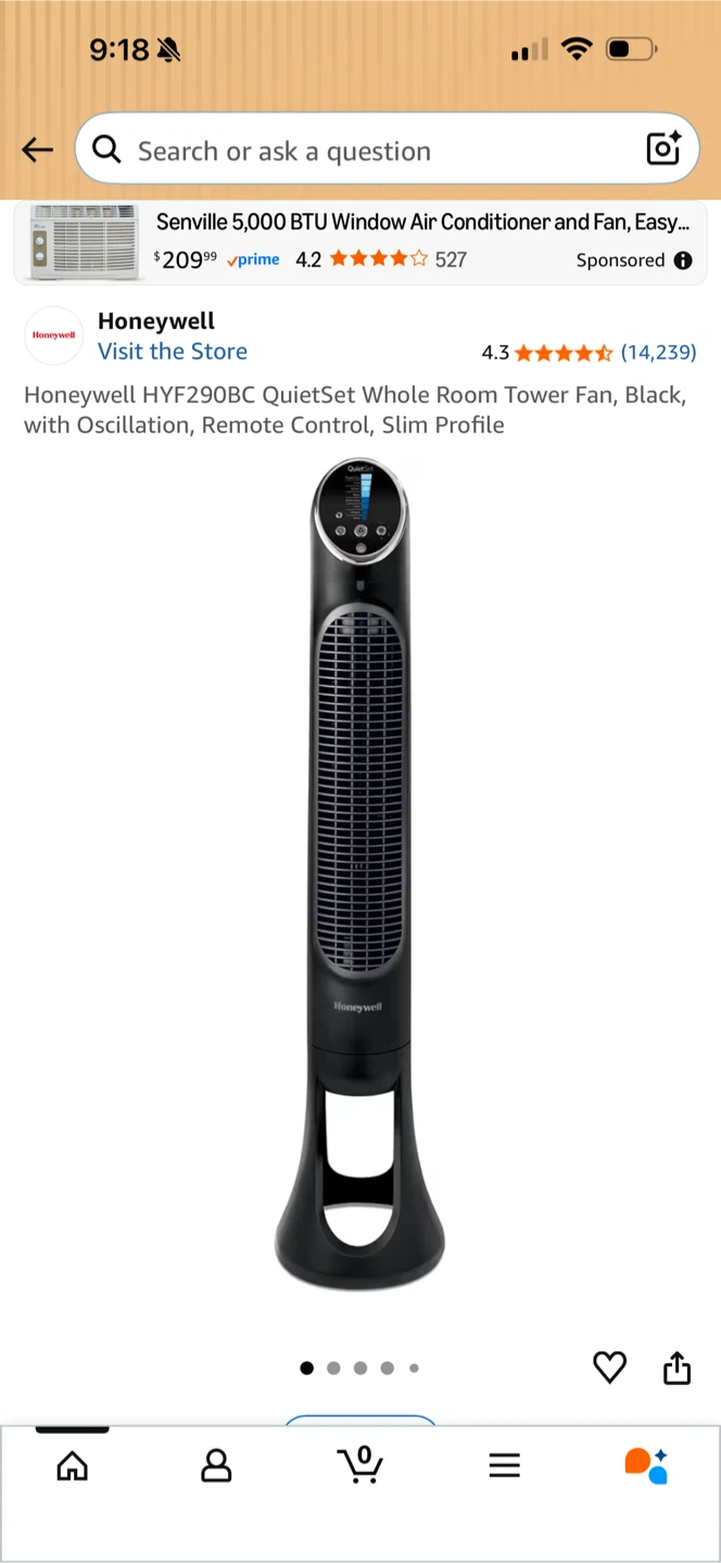 Moving Sale!!  Honeywell QuietSet Tower Fan - Black - photo 5