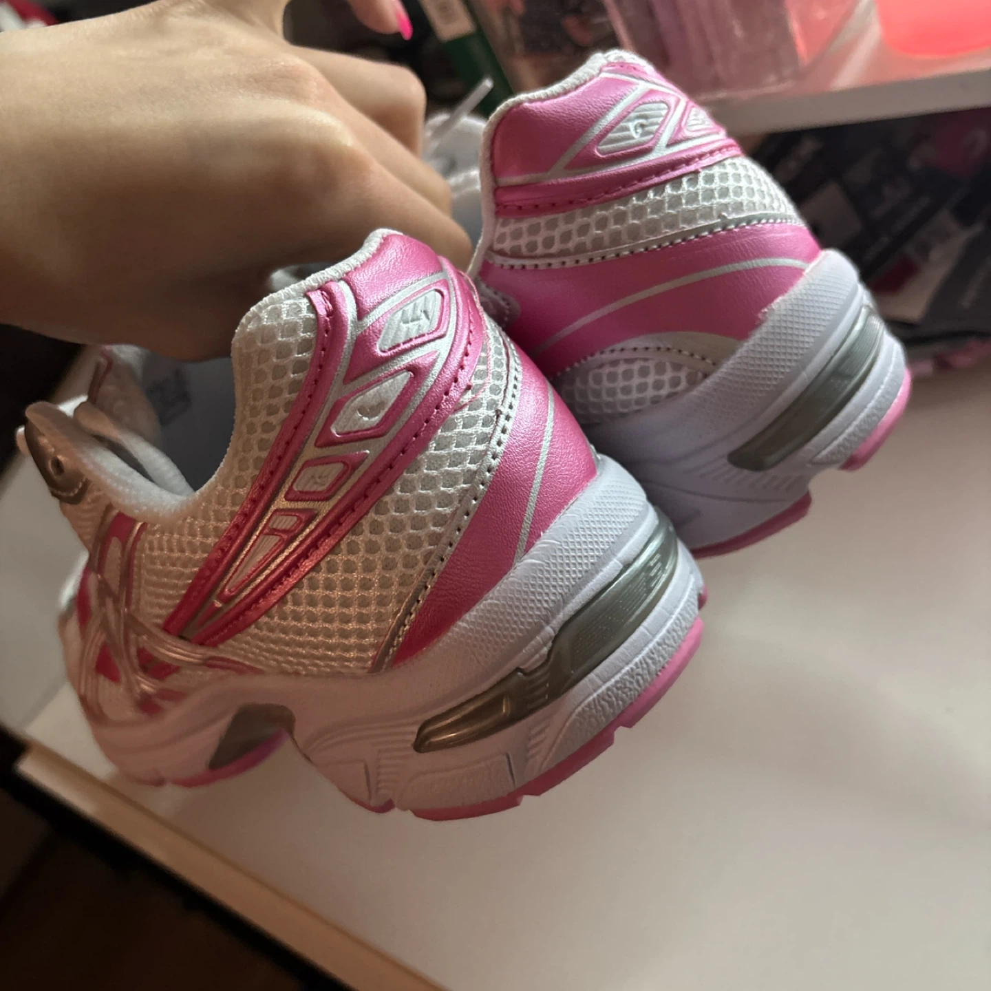 ASICS Women's White Pink Silver Running Shoes - photo 4