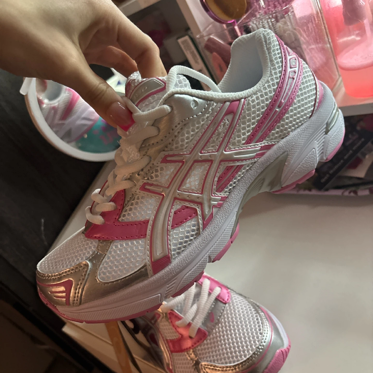 ASICS Women's White Pink Silver Running Shoes - photo 2