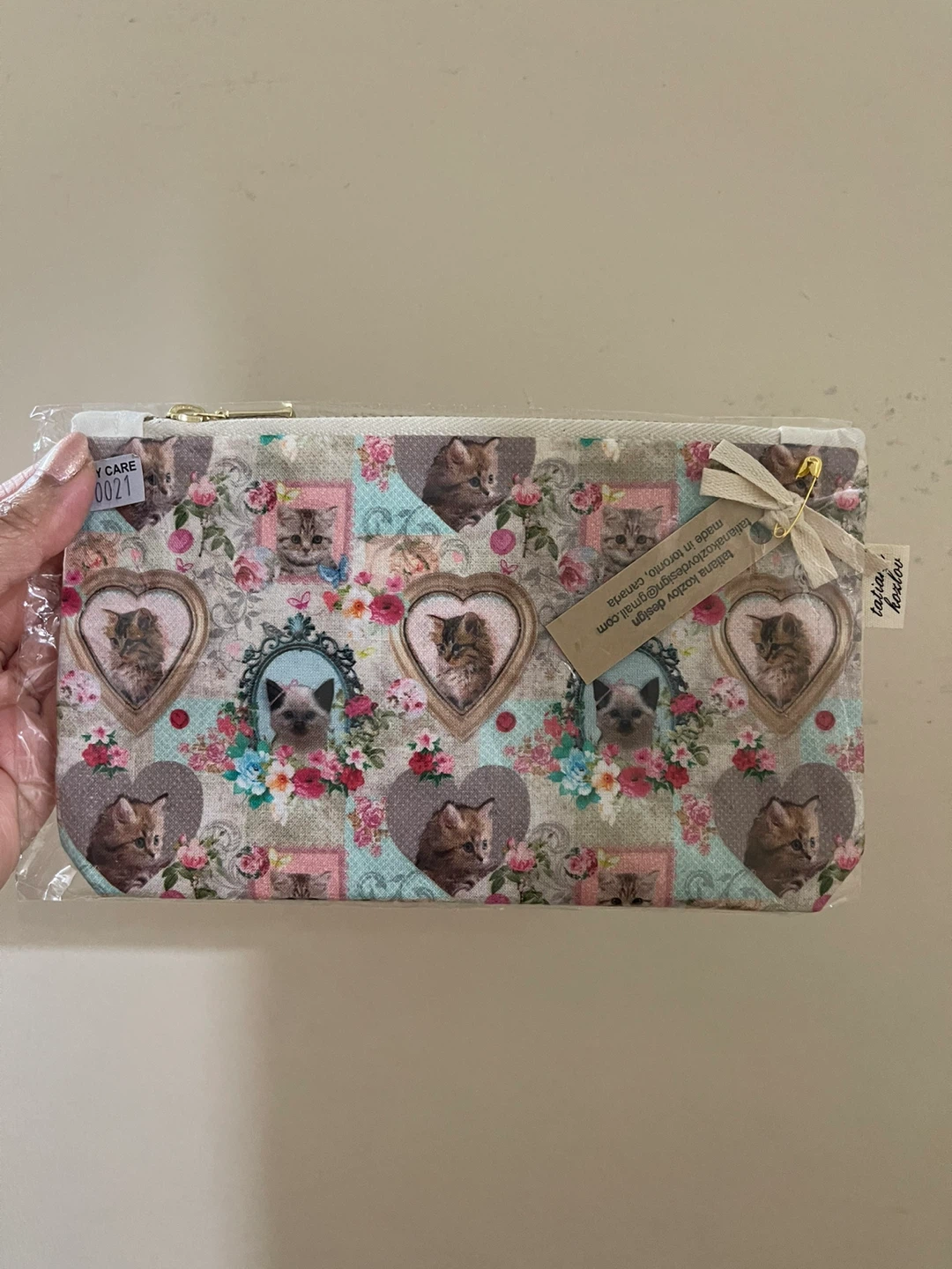 Cutest Whimsical Romantic Kitty Cat Bow Makeup Bag