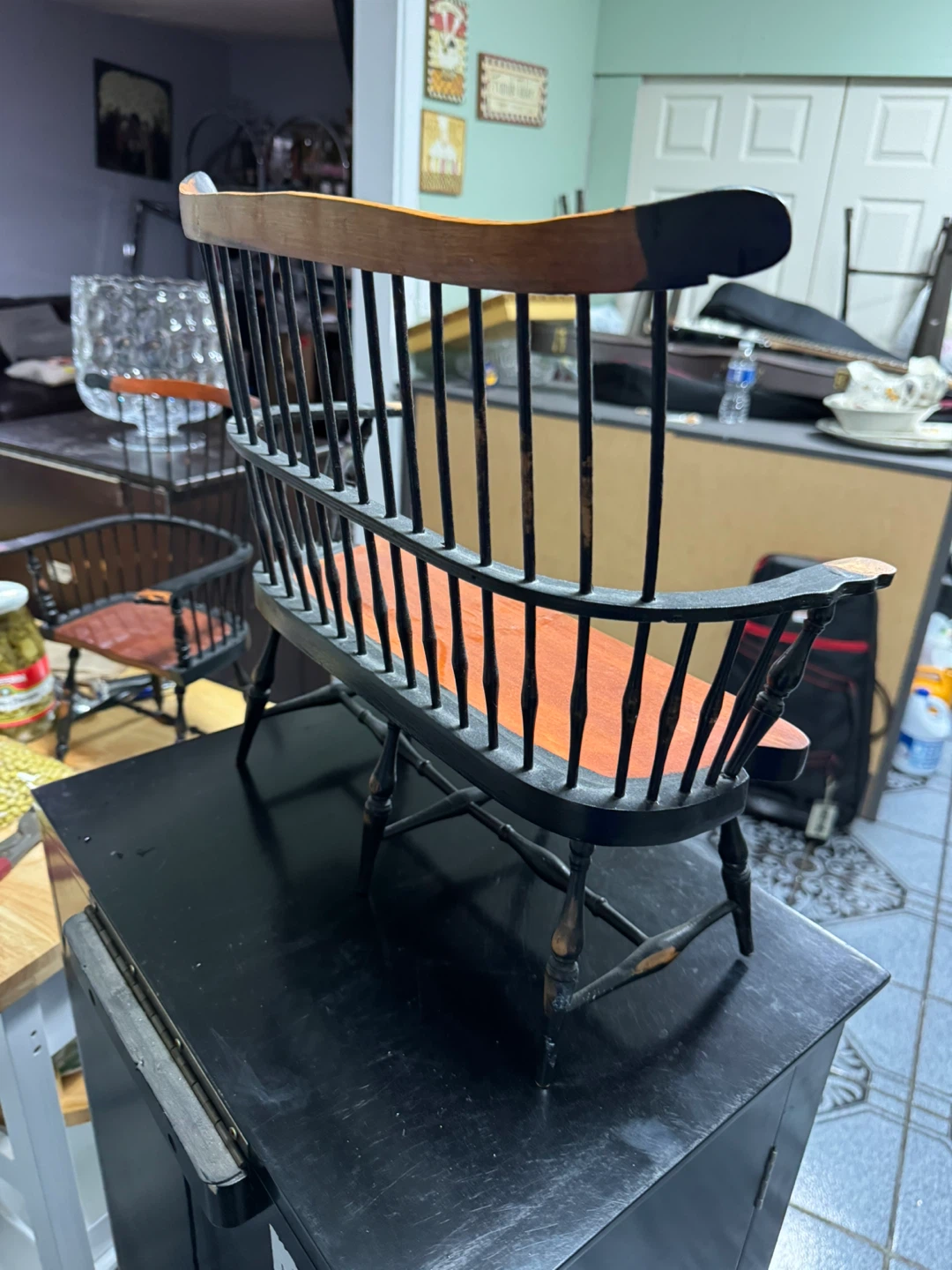 Miniature Spindle Back Bench Chair - photo 3