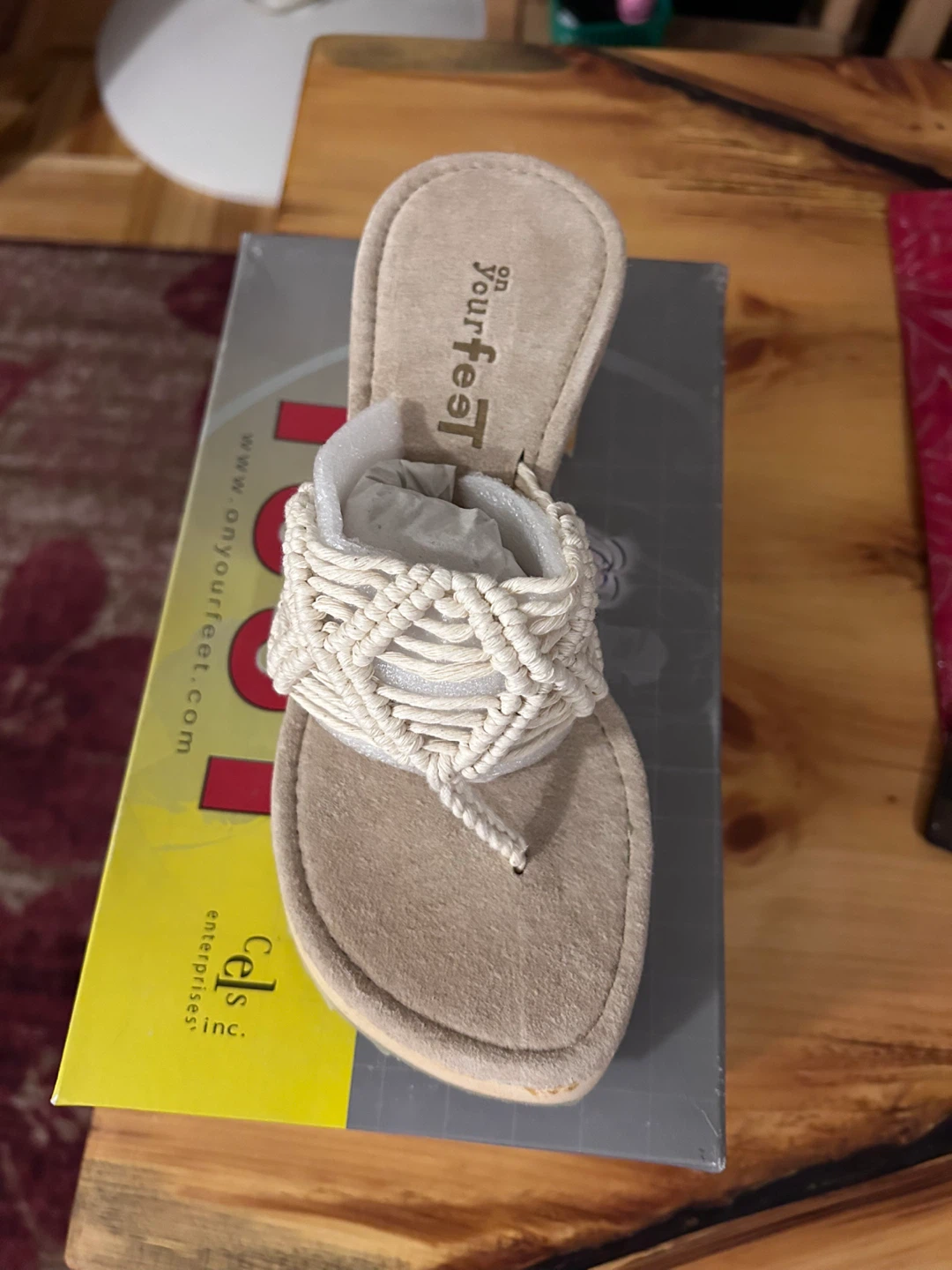 Brand new size 5 1/2 On Your Feet Macrame Platform Sandals
