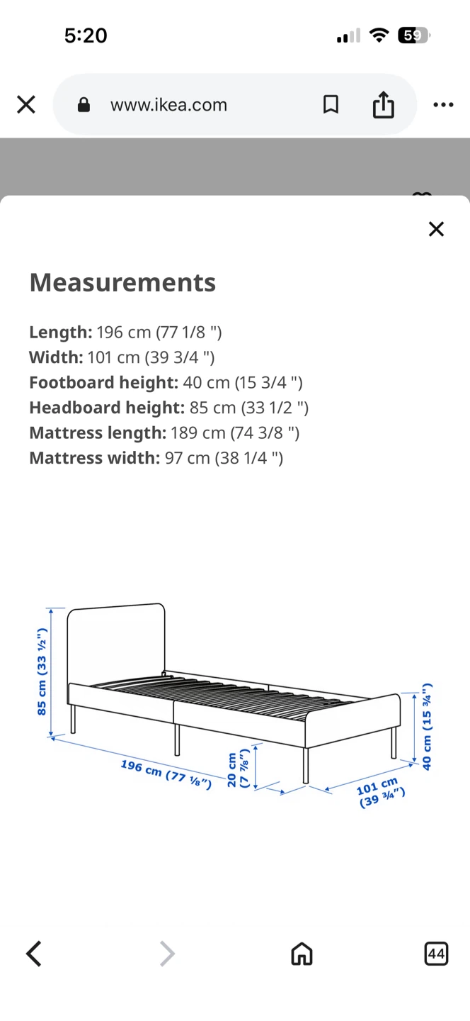 IKEA SLATTUM Upholstered Bed Frame, Vissle Dark Gray, Twin - photo 4