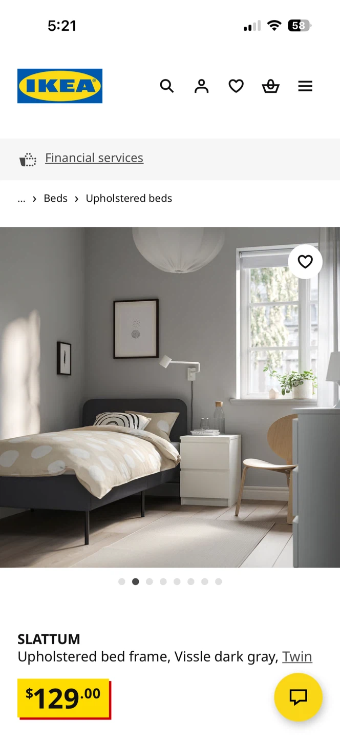 IKEA SLATTUM Upholstered Bed Frame, Vissle Dark Gray, Twin - photo 3