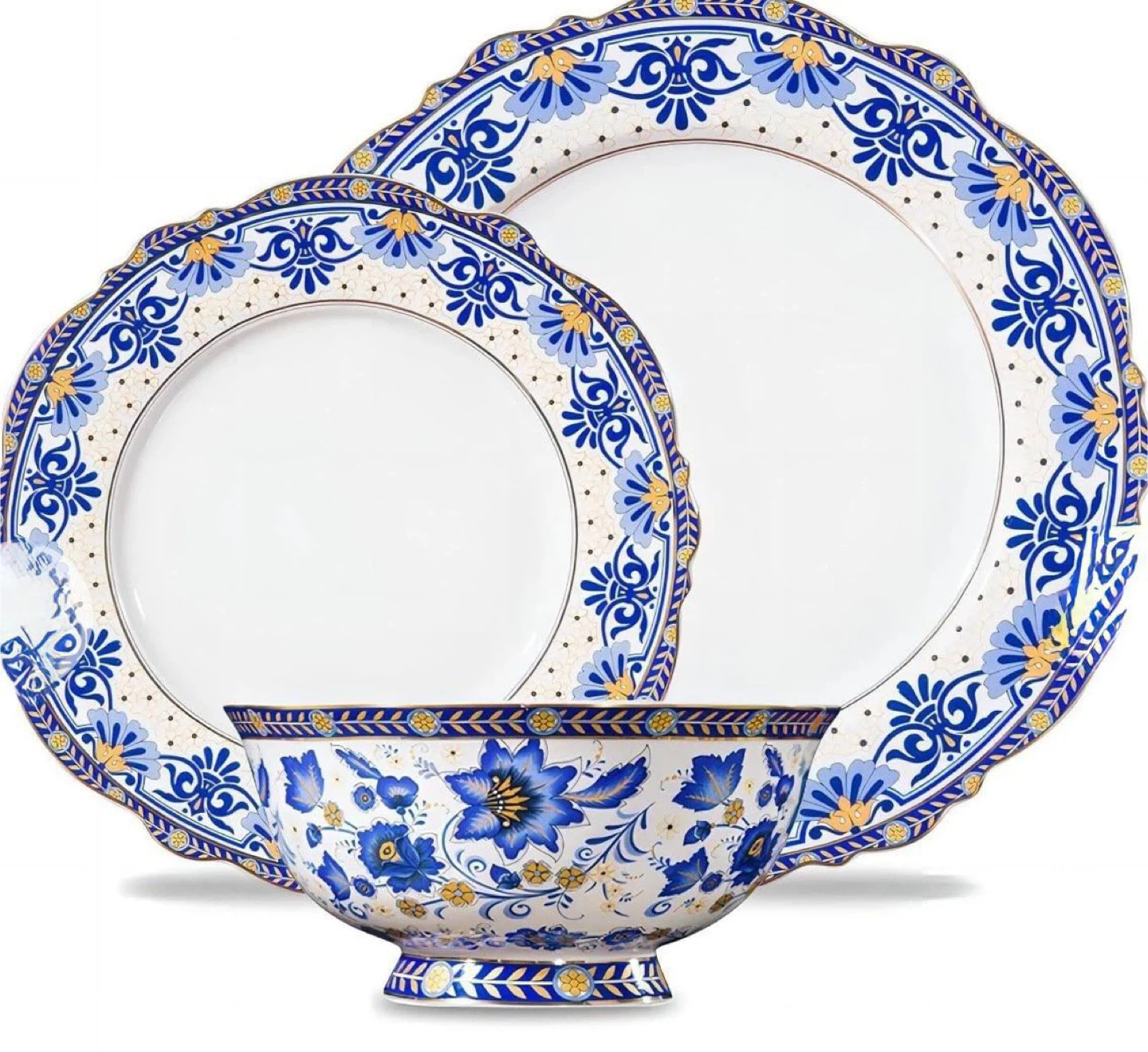 Blue and White Floral Dinnerware Set