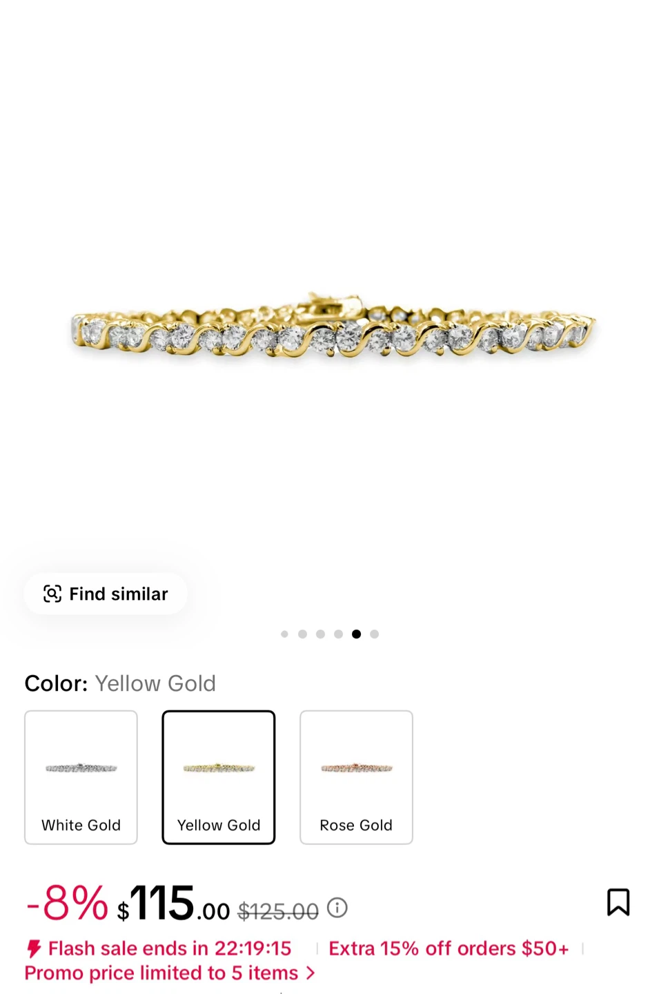 Yellow Gold Tennis Bracelet with Crystals - photo 2