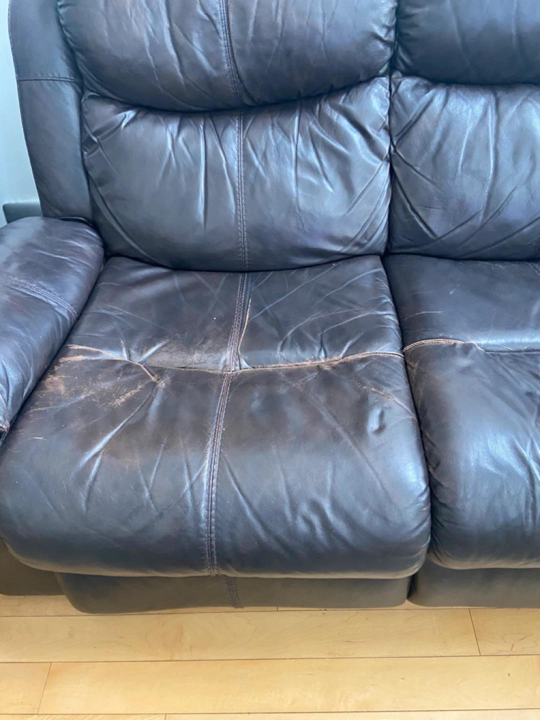Brown Leather Reclining Sofa and Loveseat Set - photo 4