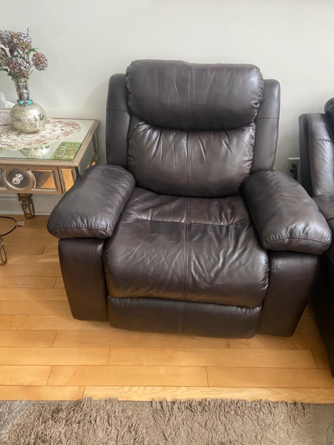 Brown Leather Reclining Sofa and Loveseat Set - photo 2