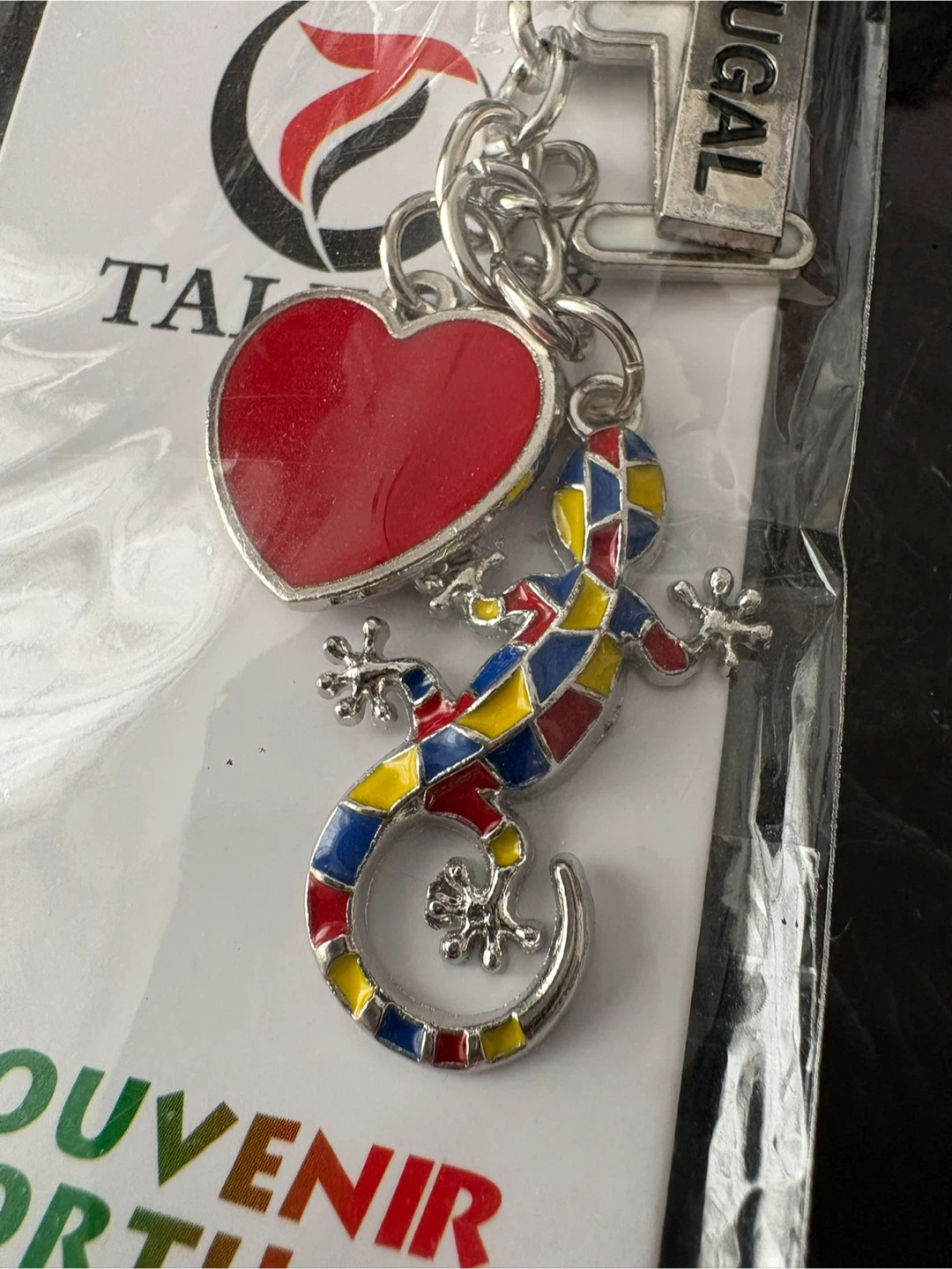 Portugal Souvenir Keychain with Heart and Lizard Charm - photo 2