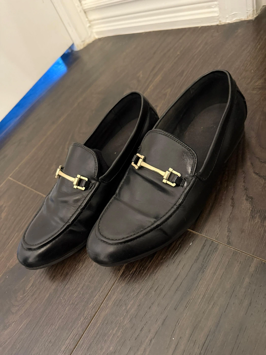Black Loafers with Gold Buckle Detail - Size 8.5 - photo 2