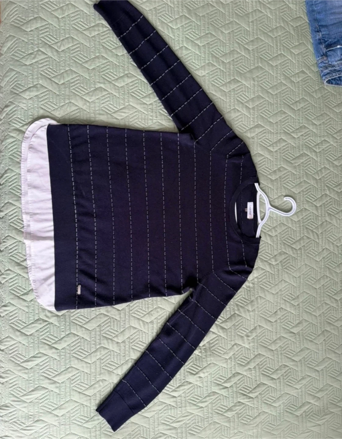 Calvin Klein Navy Striped Sweater - Size S