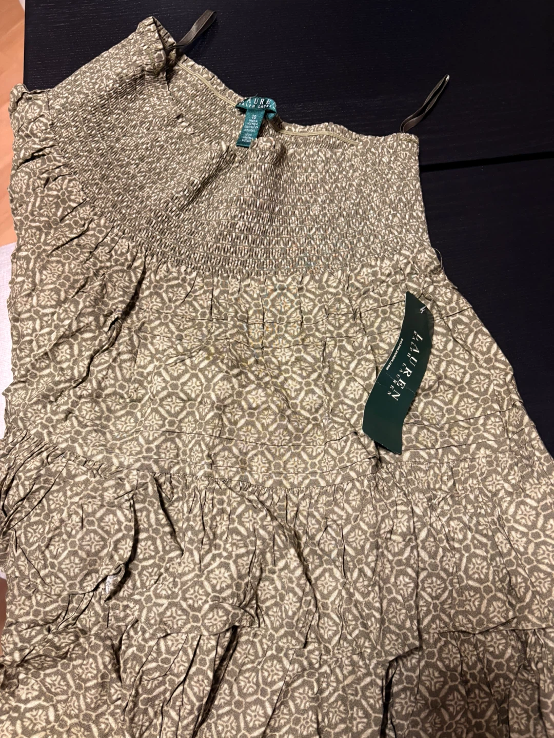 Lauren Ralph Lauren Women's Smocked Tiered Dress Size 10