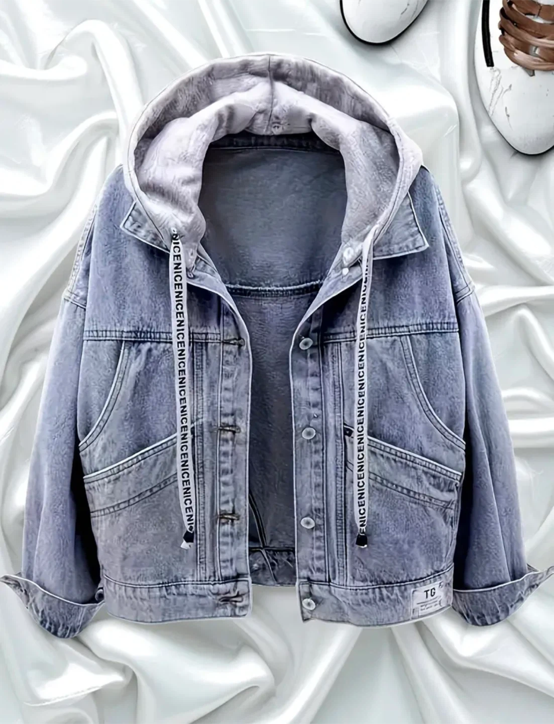 New Denim Jacket with Grey Hood - photo 5