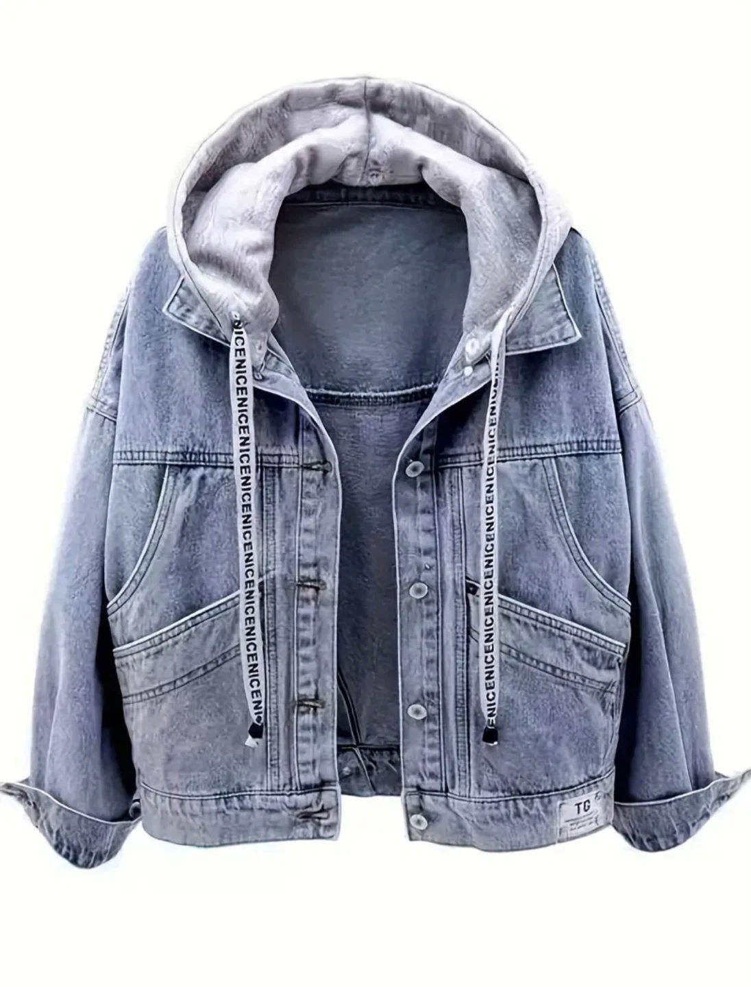 New Denim Jacket with Grey Hood