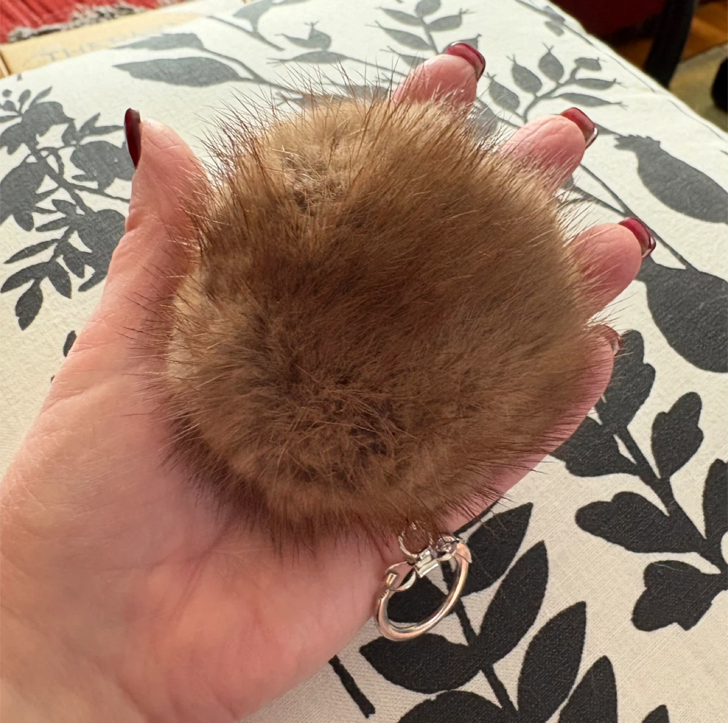 Real Mink Brown Fur Pom Pom Keychain - photo 3