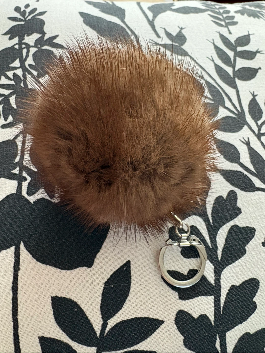 Real Mink Brown Fur Pom Pom Keychain