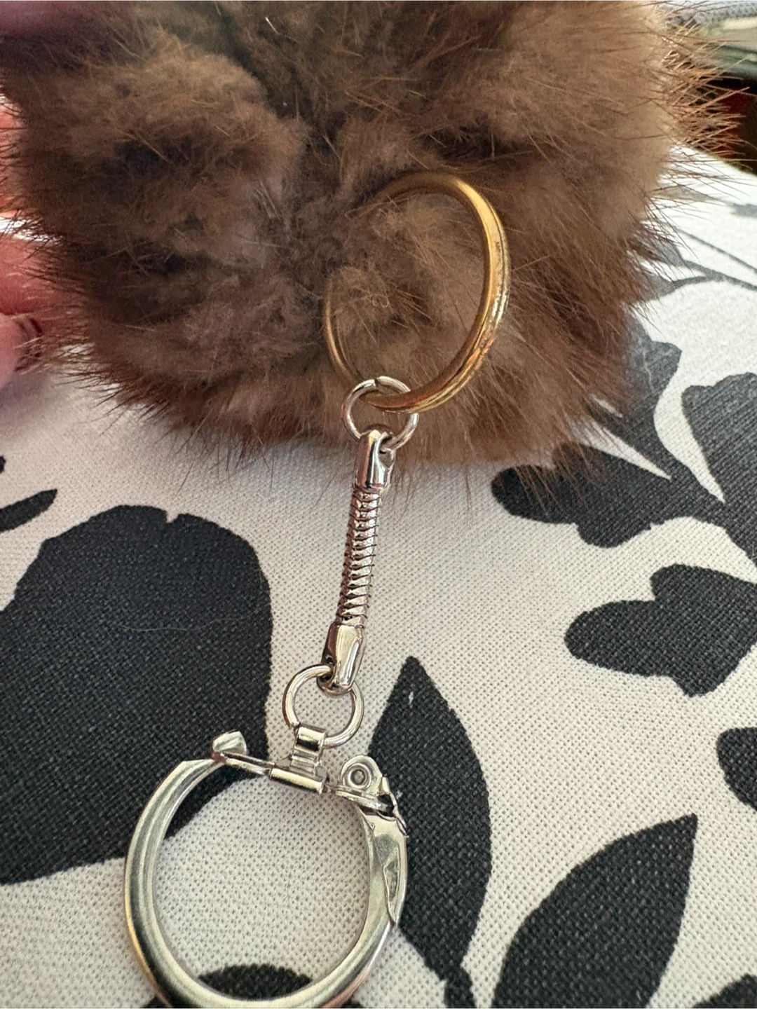 Real Mink Brown Fur Pom Pom Keychain - photo 2