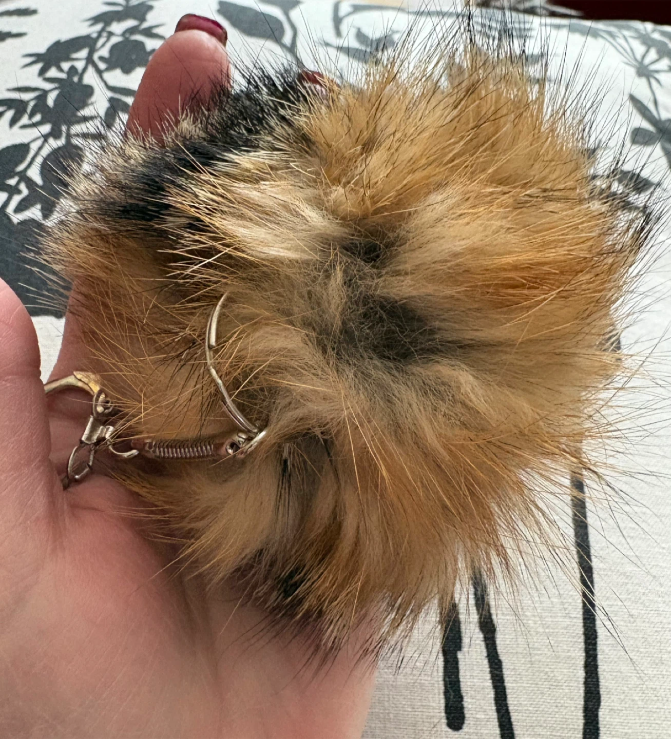 Real Mink Fur Fluffy Pom Pom Keychain - photo 4