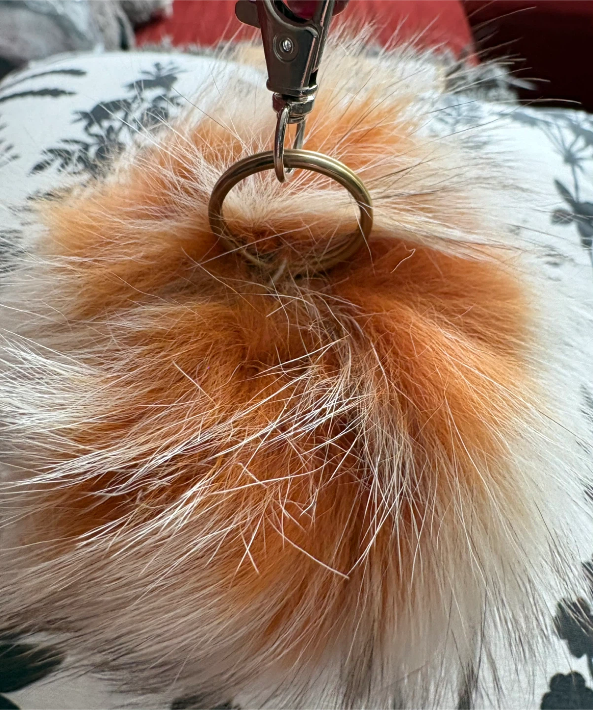 Real Fur Pom Pom Keychain - photo 4