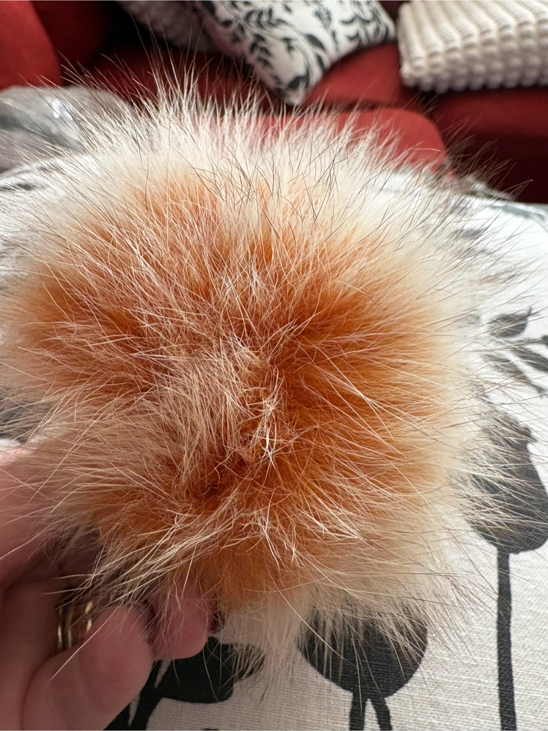 Real Fur Pom Pom Keychain - photo 3