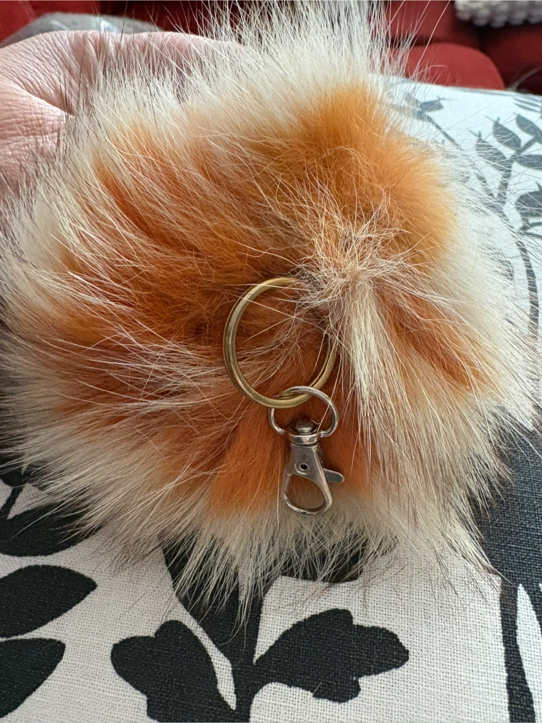 Real Fur Pom Pom Keychain - photo 2