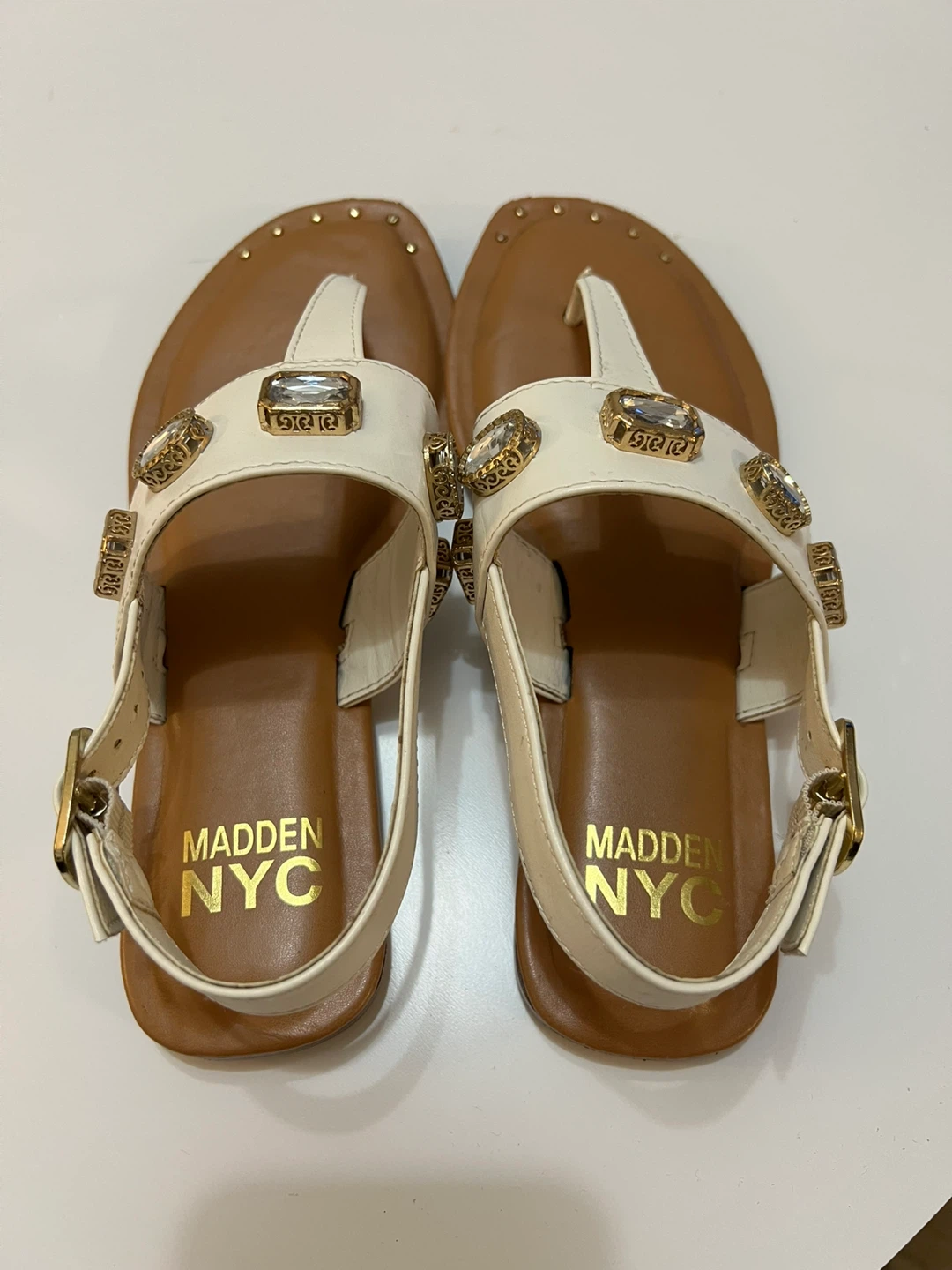 Madden NYC White Embellished Flat Sandals - photo 2