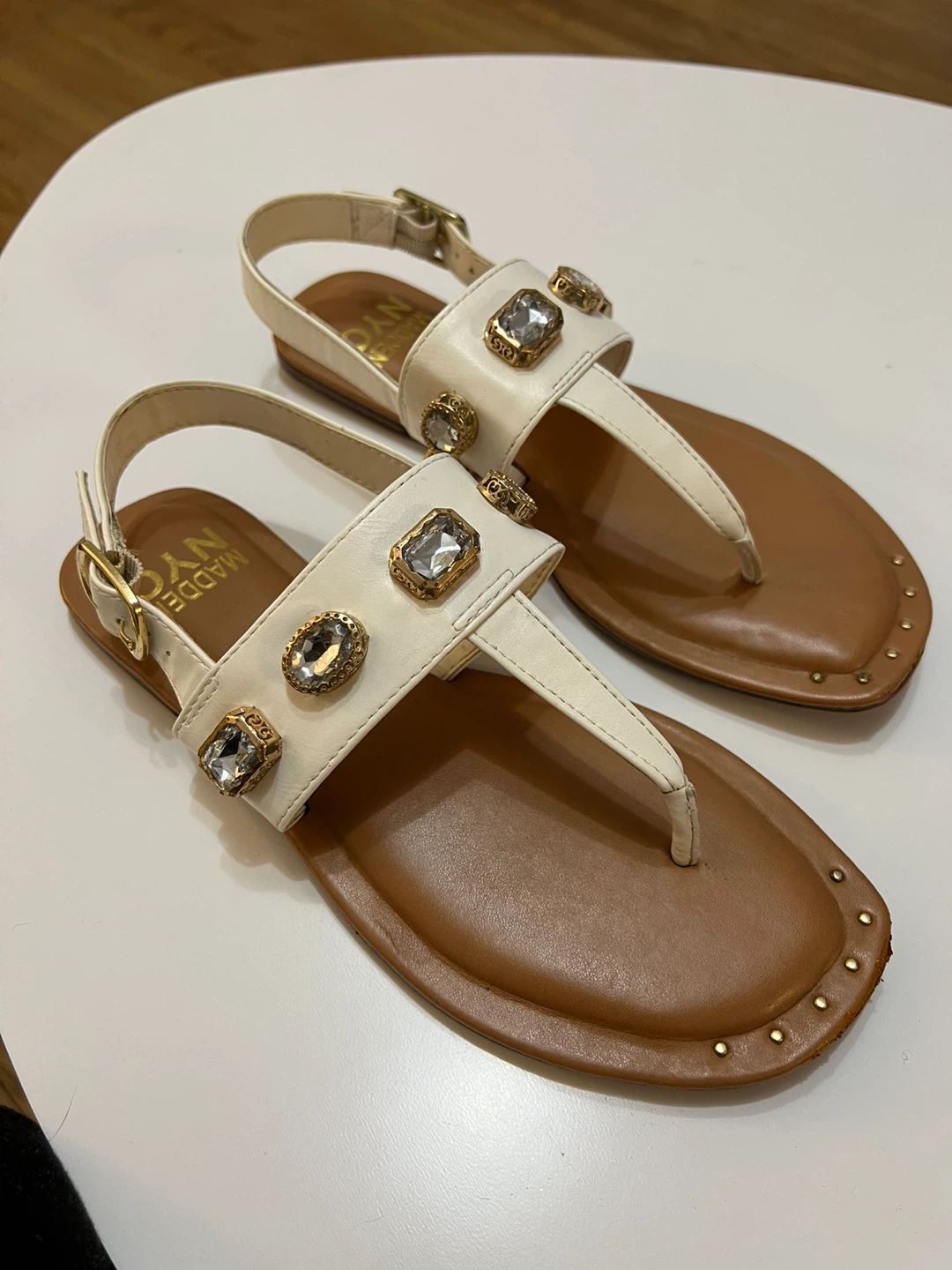 Madden NYC White Embellished Flat Sandals - photo 3