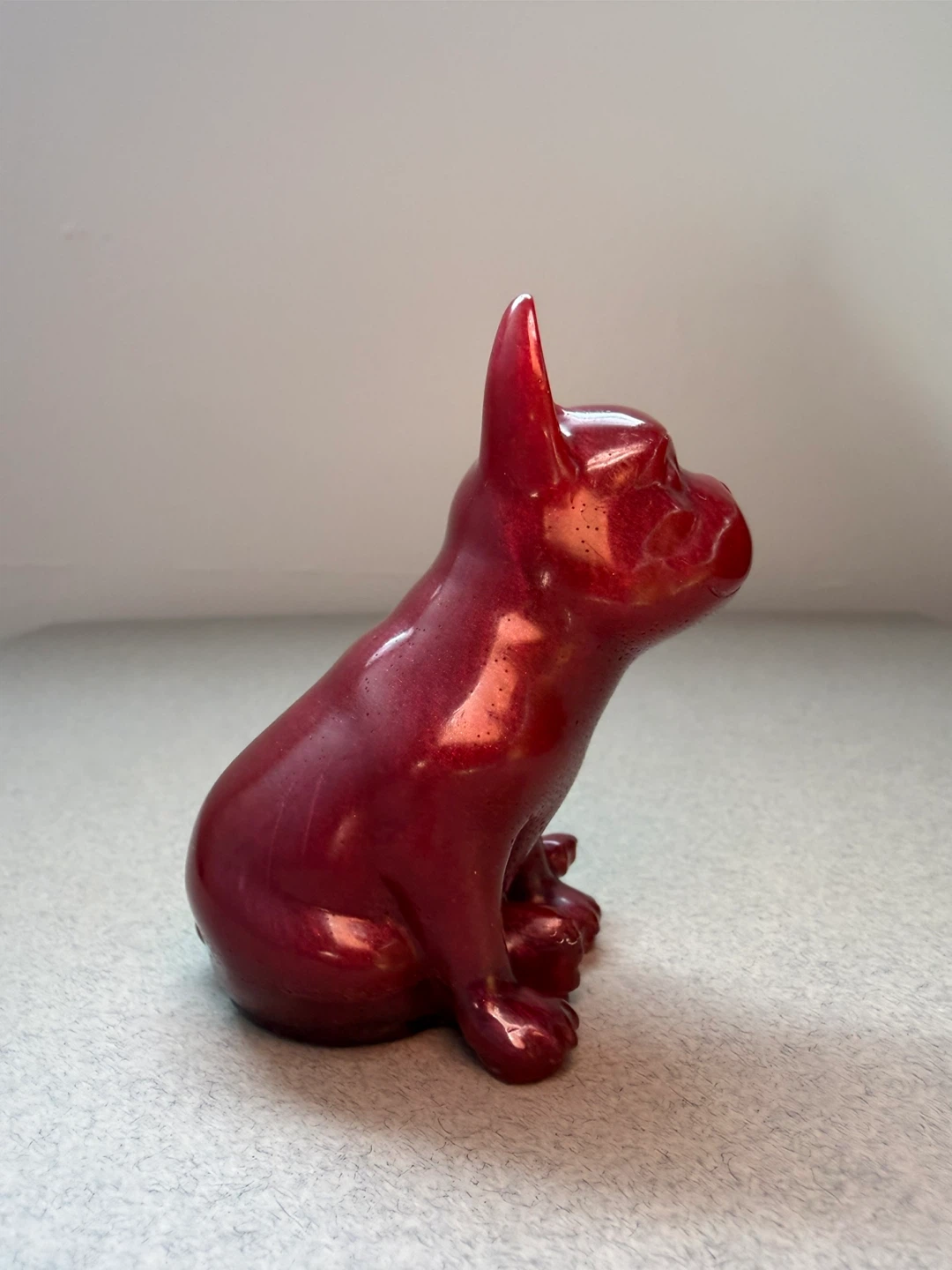 Handmade Burgundy Resin French Bulldog Figurine - photo 2