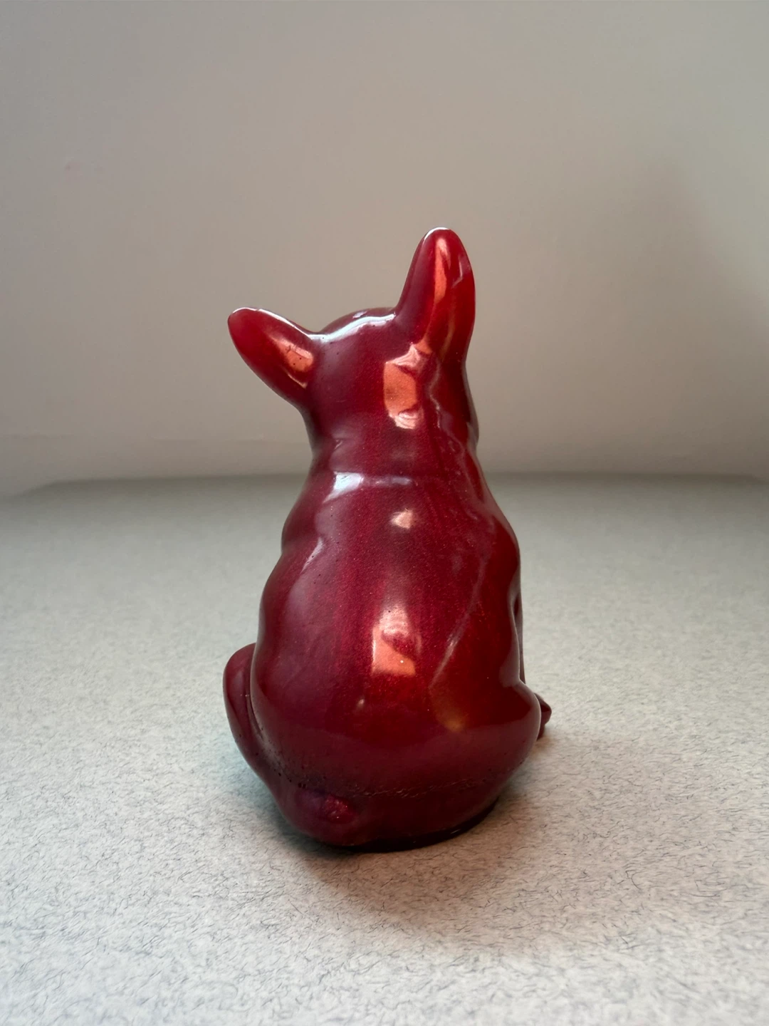 Handmade Burgundy Resin French Bulldog Figurine - photo 4
