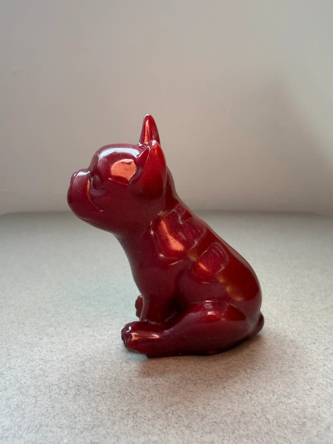Handmade Burgundy Resin French Bulldog Figurine - photo 3