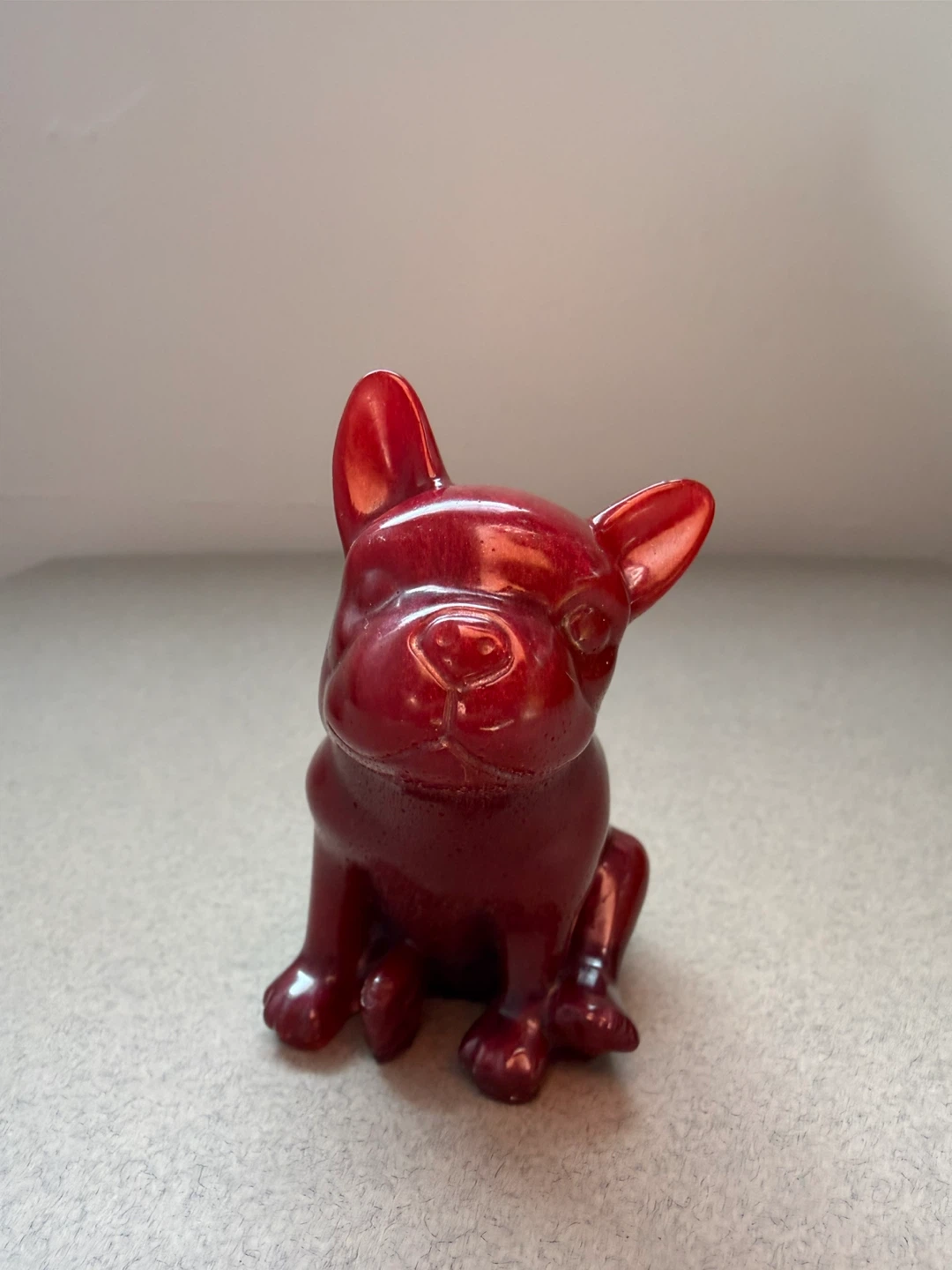Handmade Burgundy Resin French Bulldog Figurine