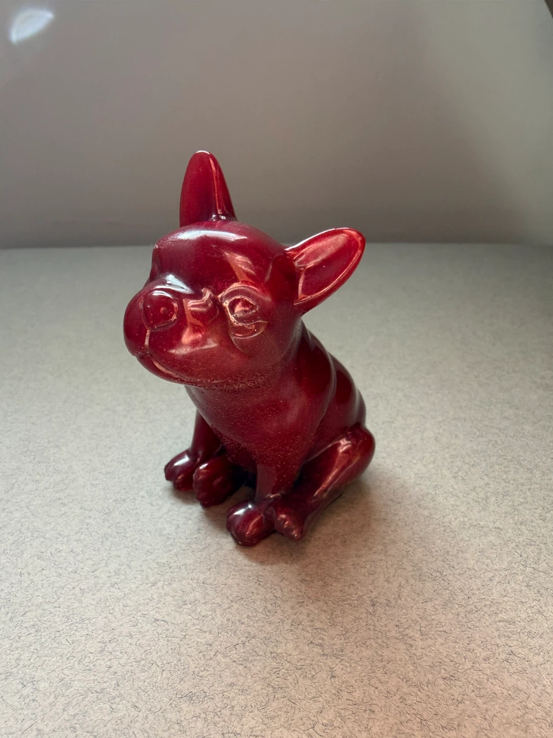 Handmade Burgundy Resin French Bulldog Figurine - photo 5