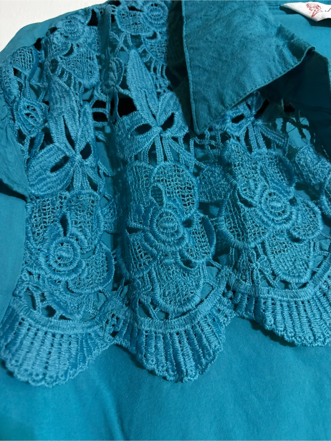 Newnoble Teal Lace Detail Button-Up Shirt - photo 3