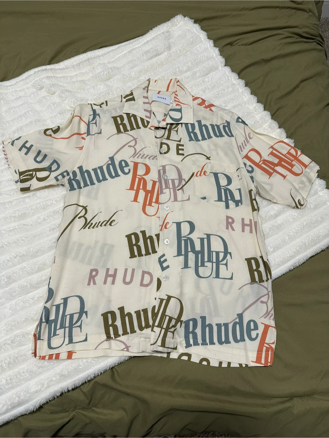 RHUDE Off-White Printed Short Sleeve Shirt XS