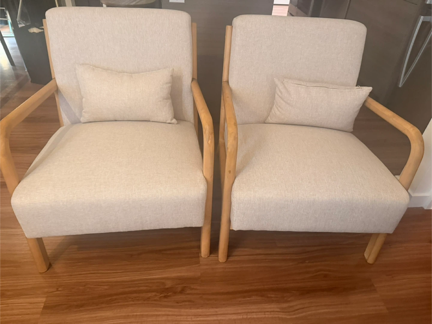 Set of 2 Accent Chairs with Wooden Frame