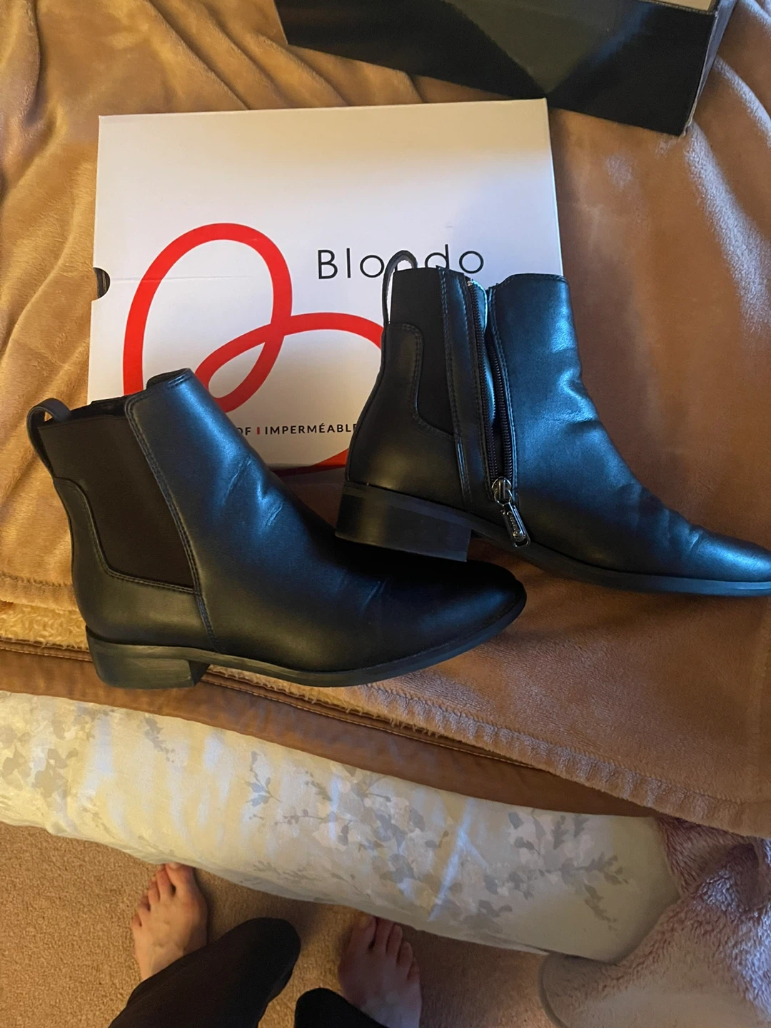 Blondo Black Leather Waterproof Ankle Boots