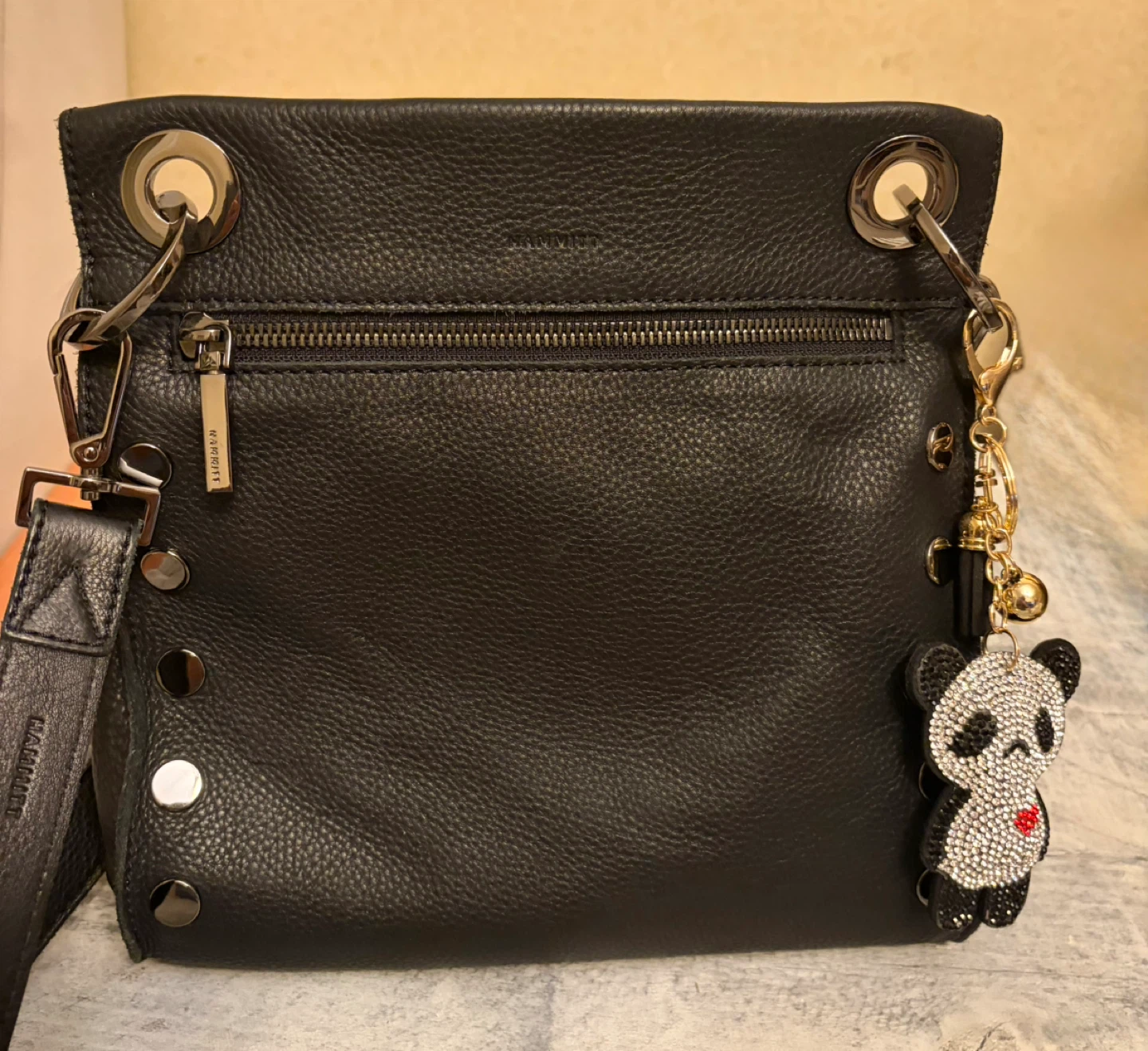 Hammitt Black Leather medium Crossbody Bag with Studs - photo 2