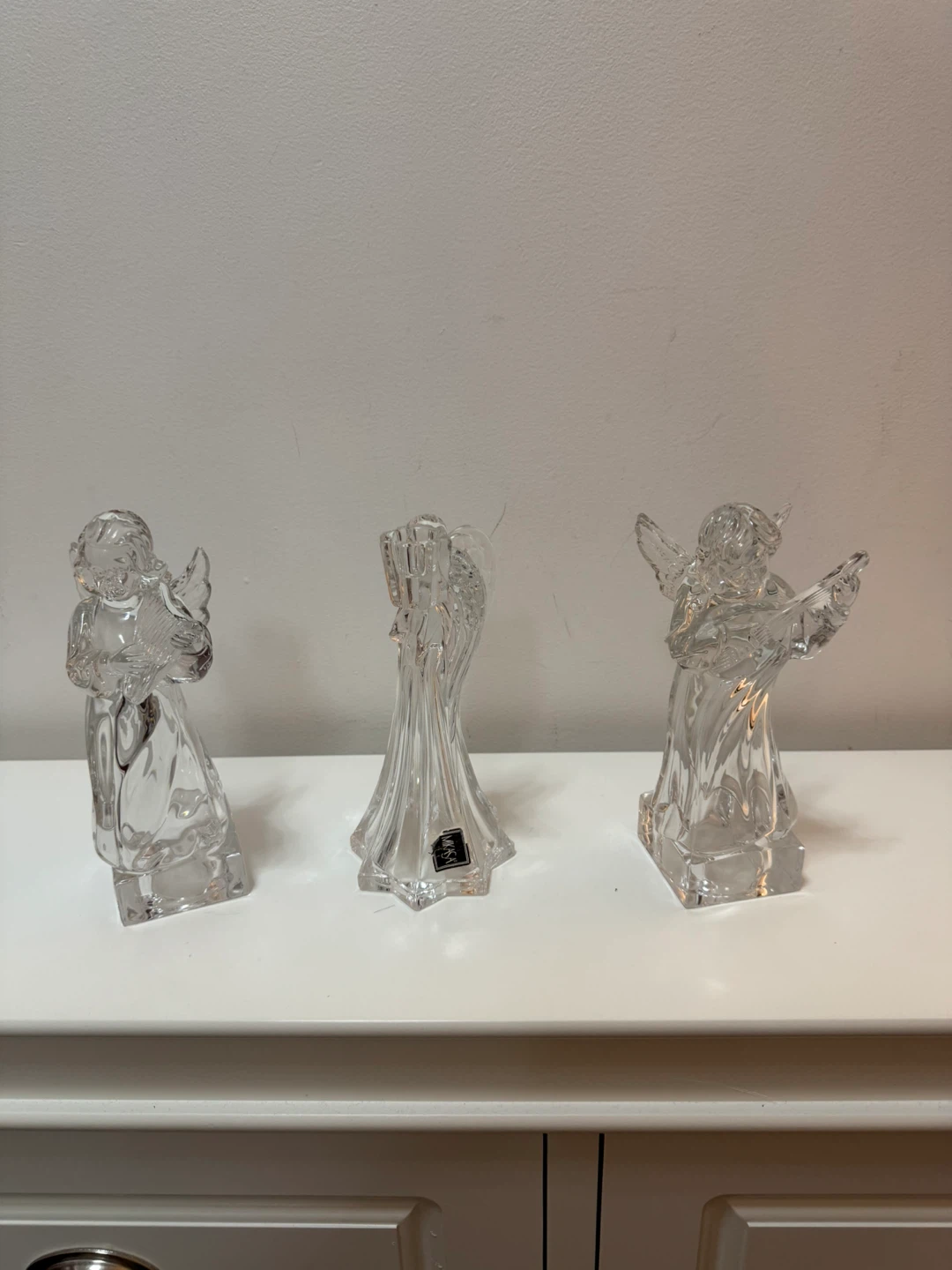 Mikasa Crystal Angel Candle Holder & Figurines (Set of 3)
