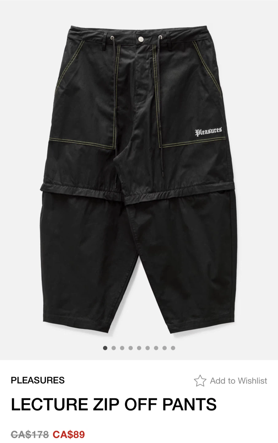 Pleasures Lecture Zip Off Pants Black Size 32 - photo 4