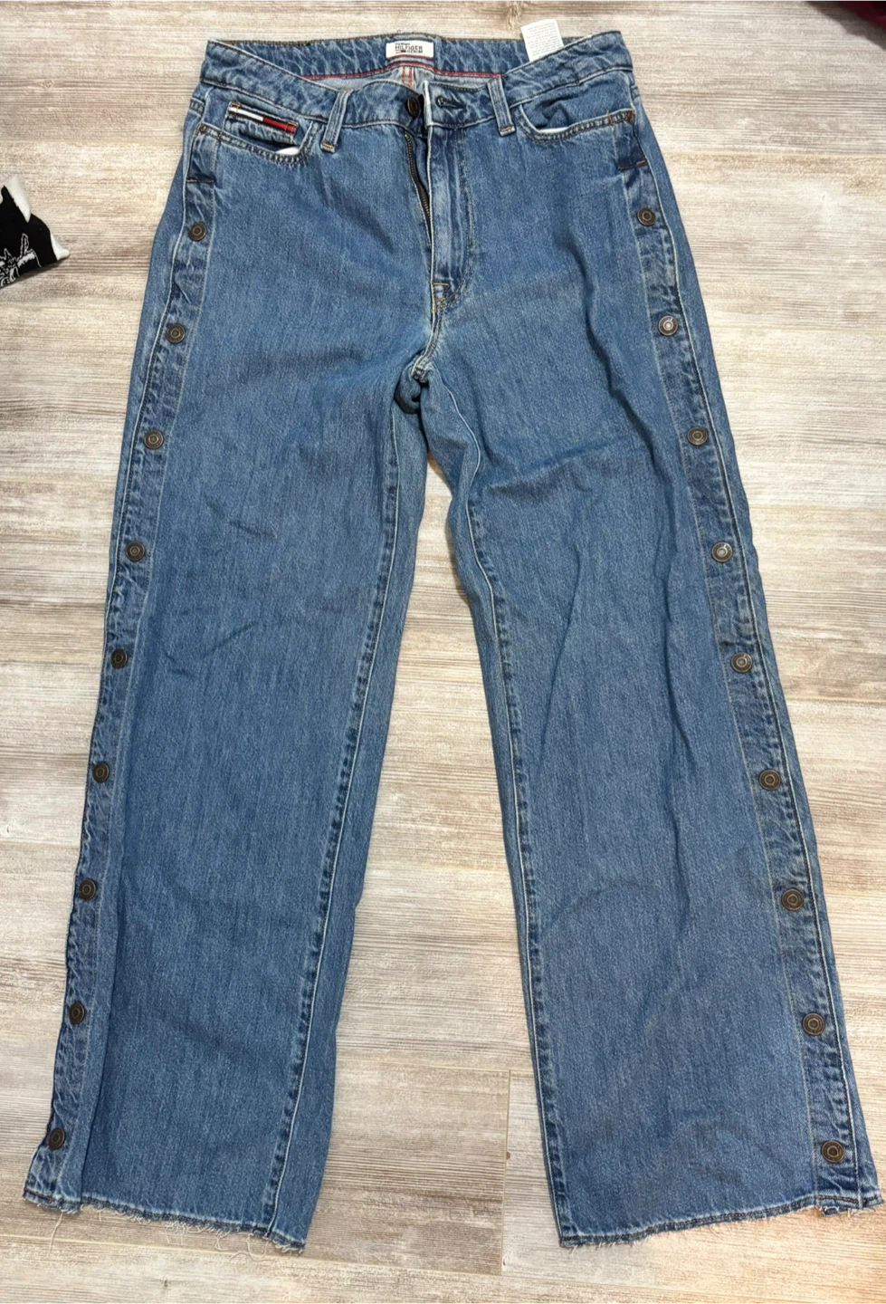 Tommy Hilfiger Women's Snap Button Wide Leg Jeans